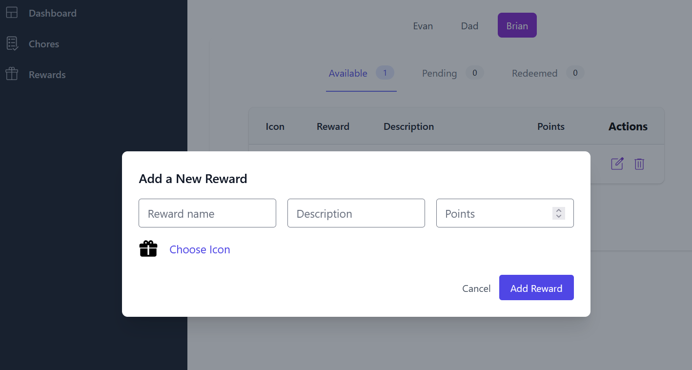 Add Reward Modal